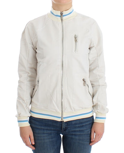 Weißer Mock Zip Cardigan Pullover Pullover