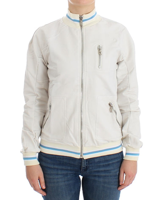 Weißer Mock Zip Cardigan Pullover Pullover