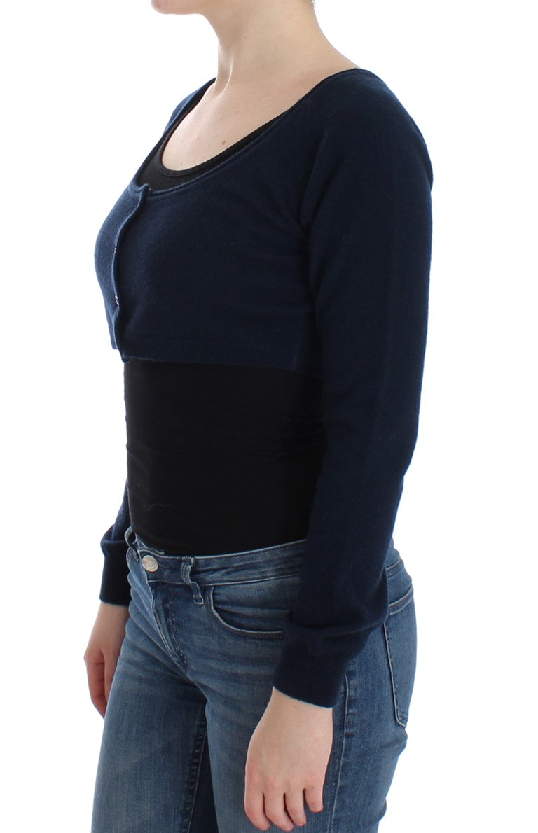 Blauer Kaschmir-Kardigan-Pullover