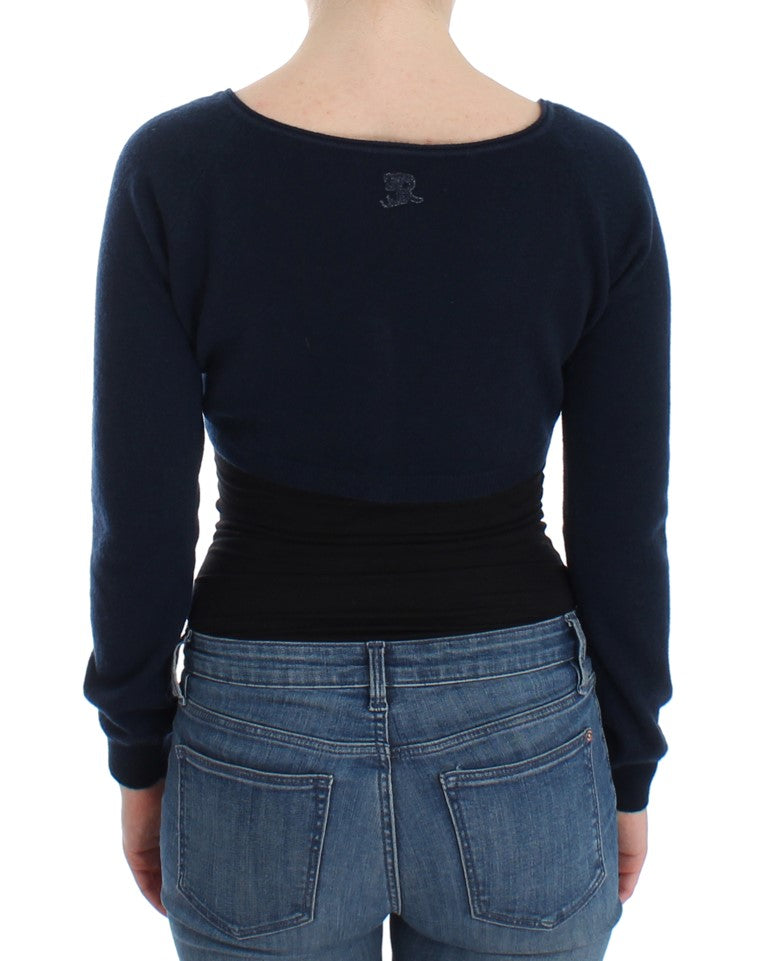 Blauer Kaschmir-Kardigan-Pullover