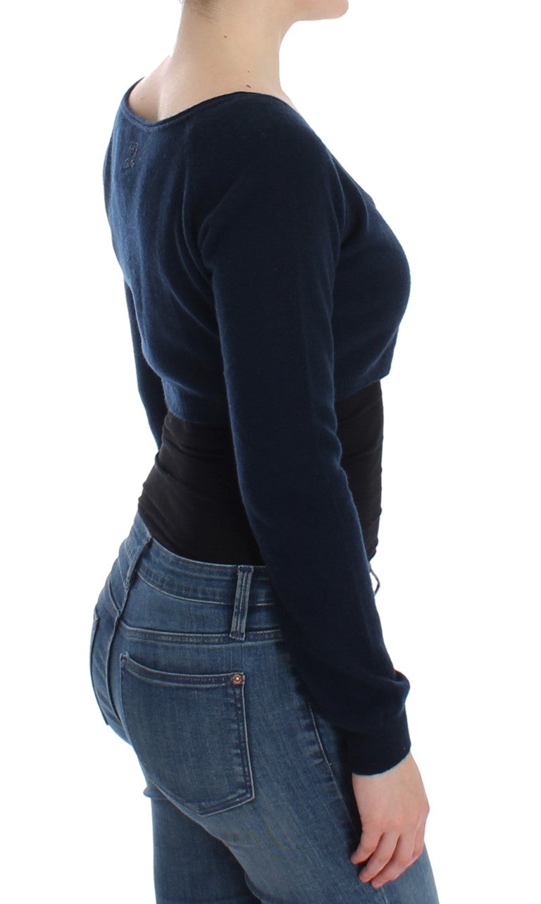 Blauer Kaschmir-Kardigan-Pullover