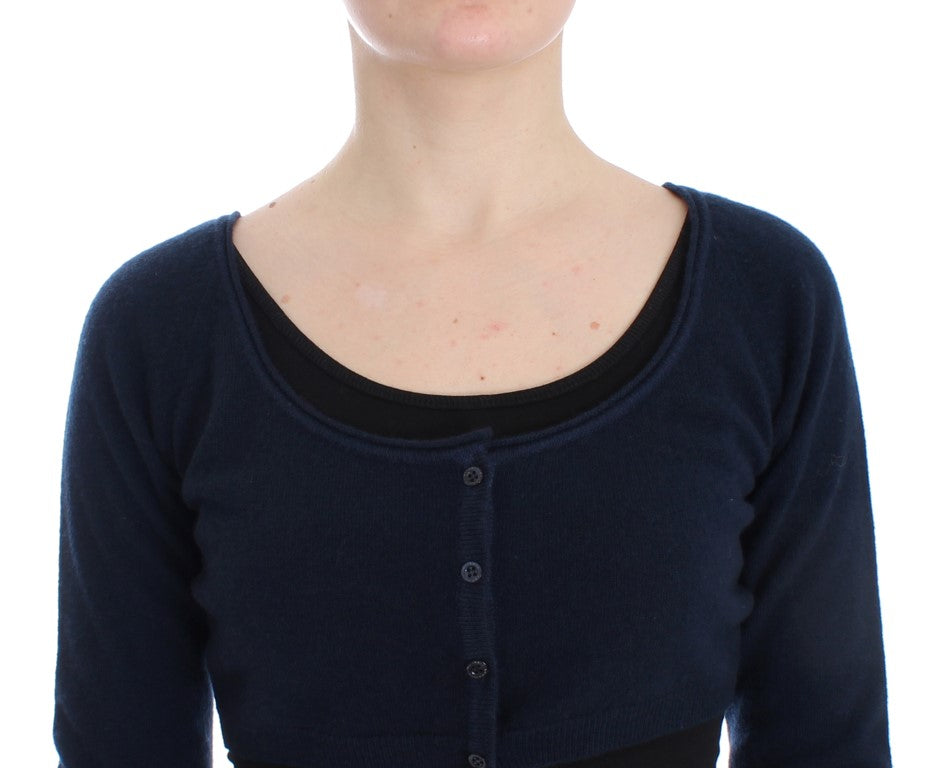 Blauer Kaschmir-Kardigan-Pullover