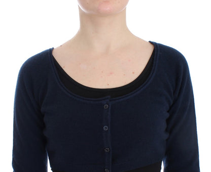 Blauer Kaschmir-Kardigan-Pullover