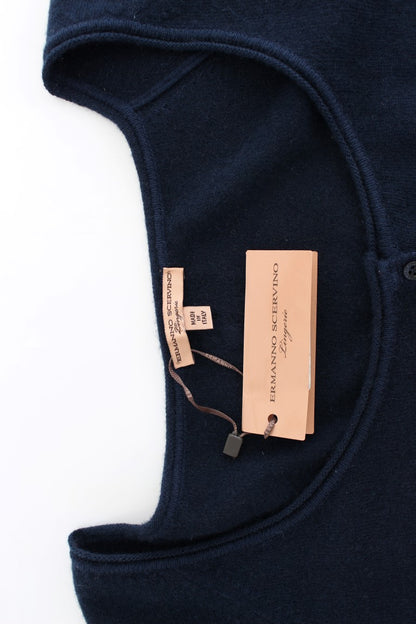 Blauer Kaschmir-Kardigan-Pullover