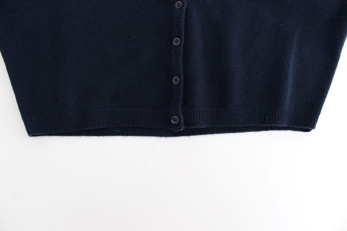 Blauer Kaschmir-Kardigan-Pullover