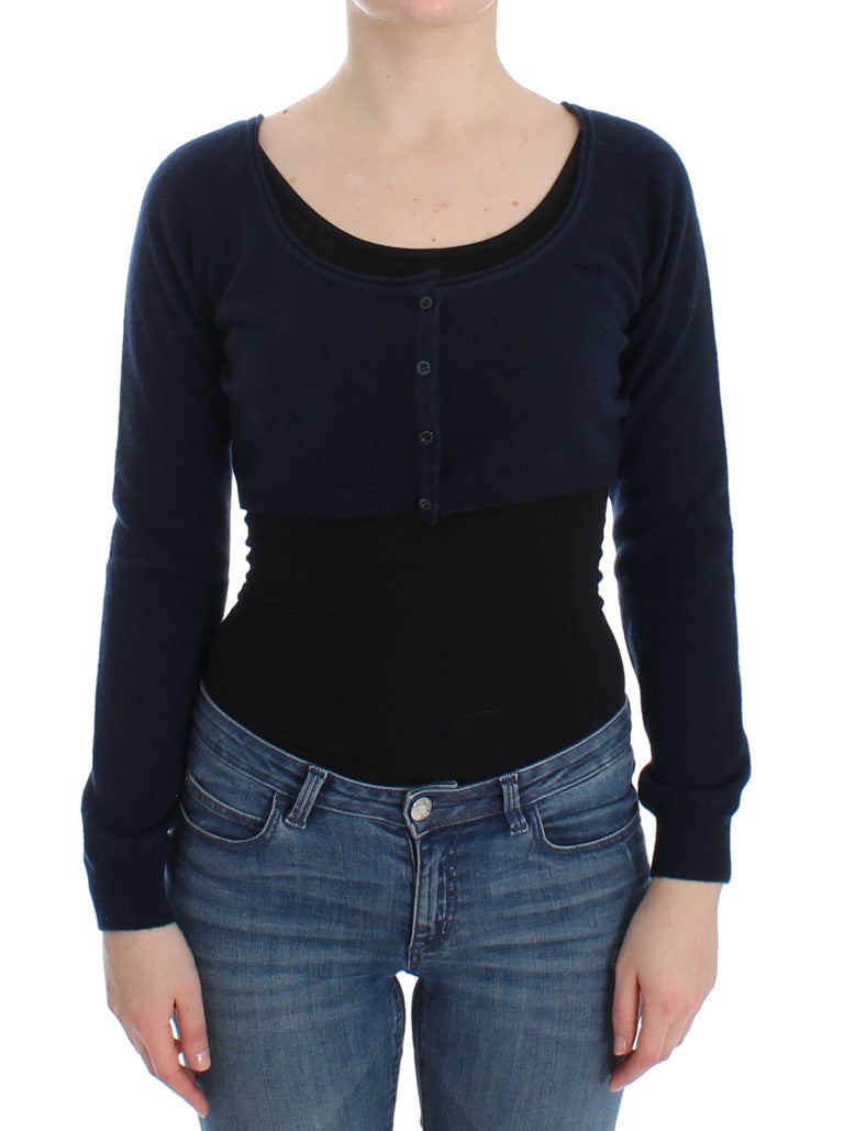 Blauer Kaschmir-Kardigan-Pullover
