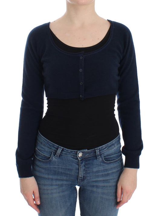Blauer Kaschmir-Kardigan-Pullover