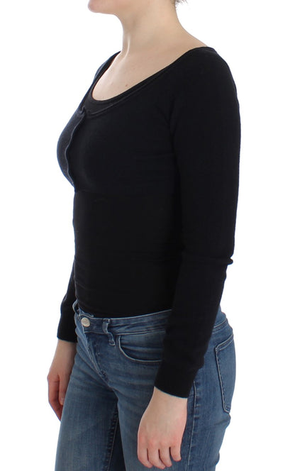 Schwarzer Kaschmir-Strickpullover