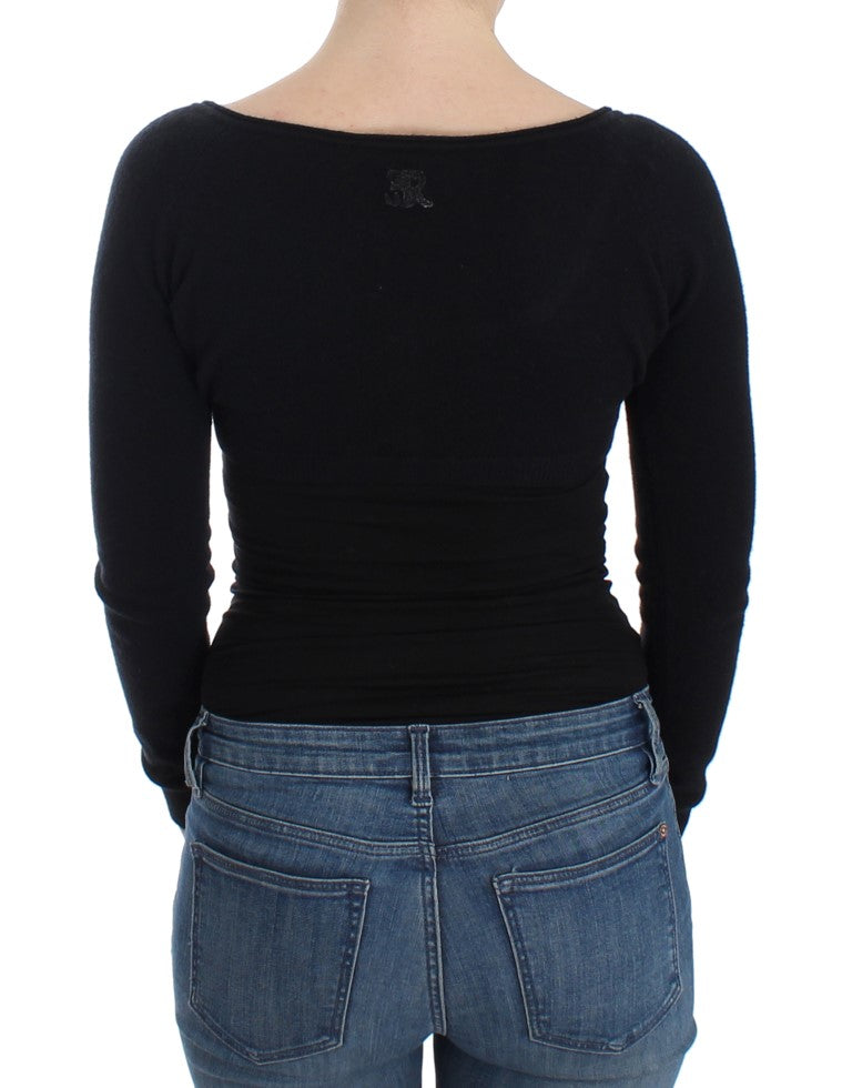 Schwarzer Kaschmir-Strickpullover