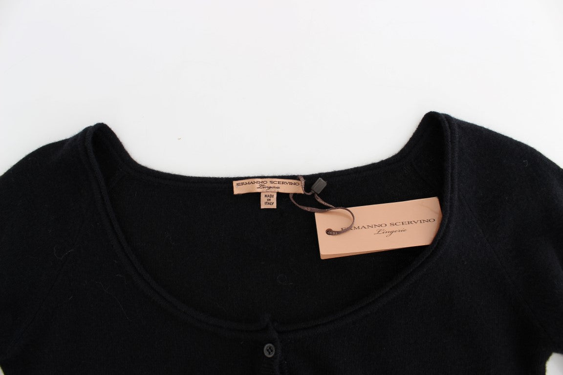 Schwarzer Kaschmir-Strickpullover