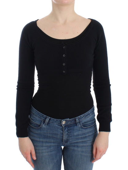 Schwarzer Kaschmir-Strickpullover