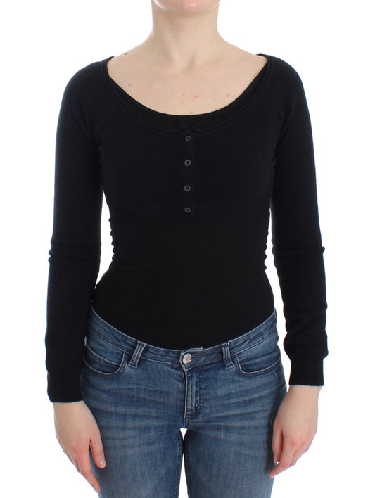 Schwarzer Kaschmir-Strickpullover