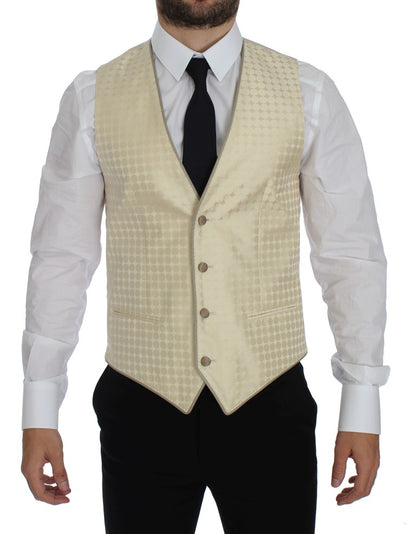 Beige gepunkteter Seidenblazer 2 Stück