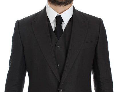 Grauer Slim Fit Leinenblazer