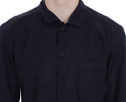Lila gestreiftes Pyjama-Lounge-Shirt aus Baumwolle