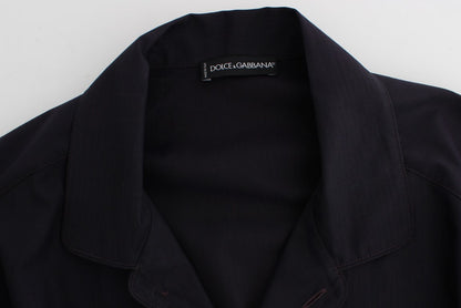 Lila gestreiftes Pyjama-Lounge-Shirt aus Baumwolle
