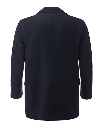 Zweireihige blaue Peacot-Jacke