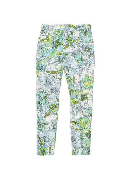 Bedruckte Blumen allover Smoking-Hose in Grün