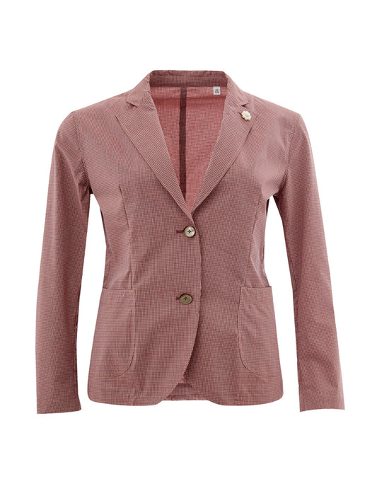 Rosa Micro Check Jacke mit zwei Knöpfen