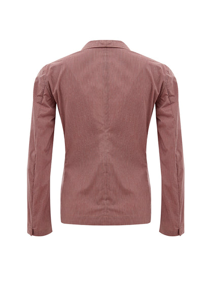 Rosa Micro Check Jacke mit zwei Knöpfen