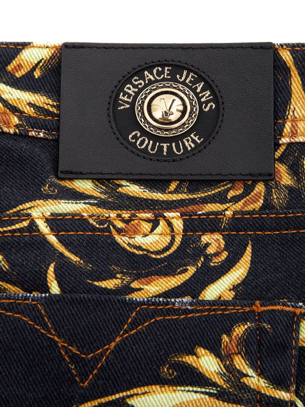 Barock bedruckte Allover Denim Jeans mit fünf Taschen