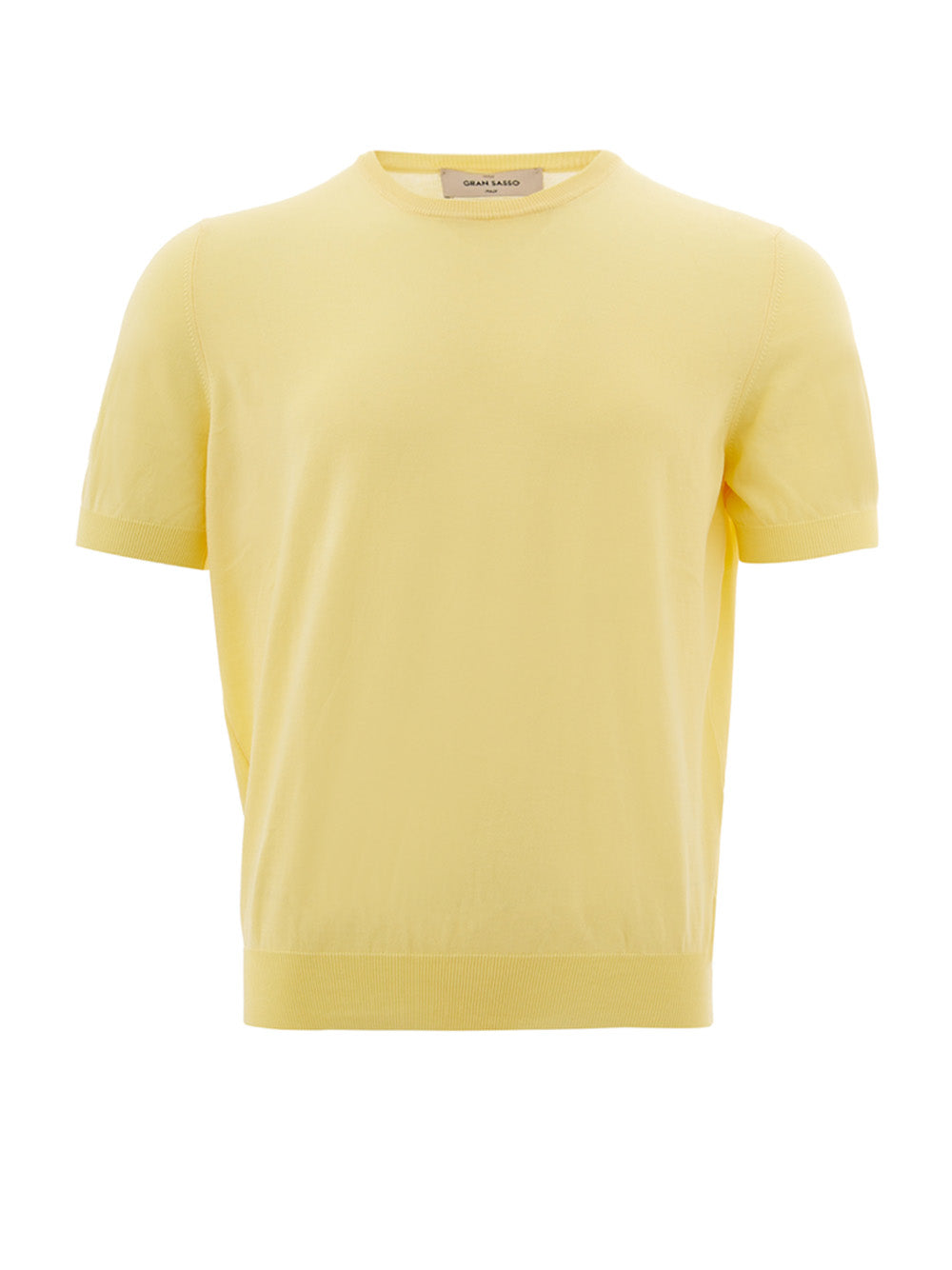 Gelbes T-Shirt mit Rundhalsausschnitt aus Baumwolle