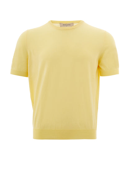 Gelbes T-Shirt mit Rundhalsausschnitt aus Baumwolle