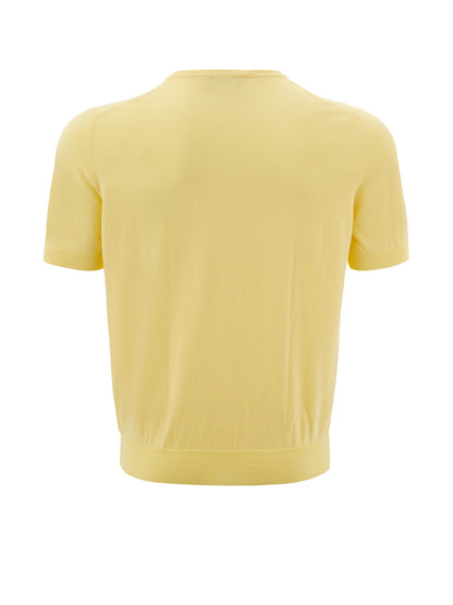 Gelbes T-Shirt mit Rundhalsausschnitt aus Baumwolle