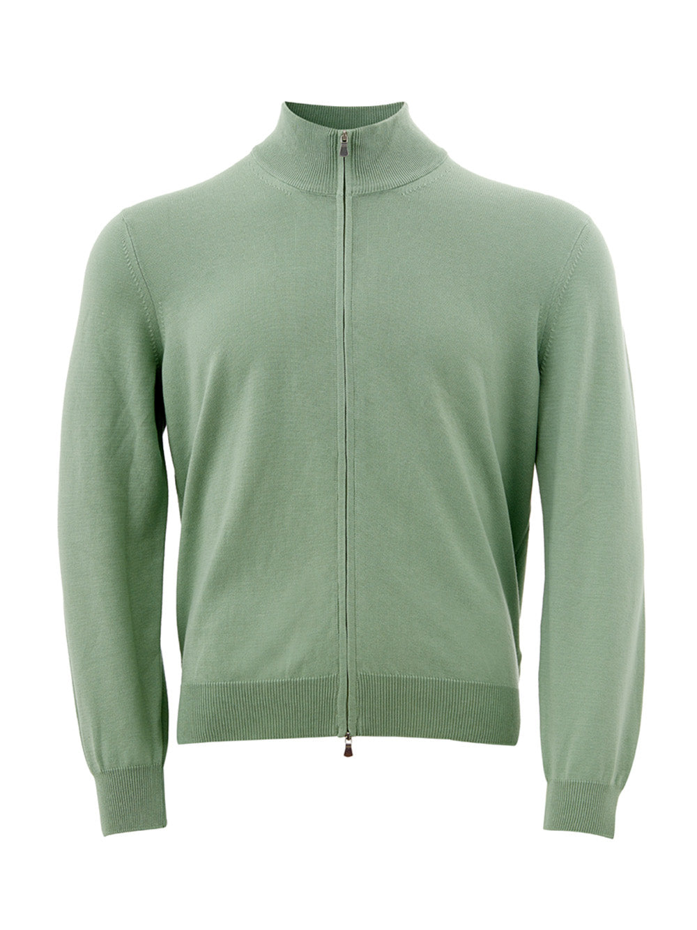 Baumwollpullover mit Reißverschluss in Grün