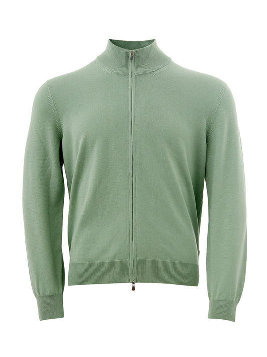 Baumwollpullover mit Reißverschluss in Grün