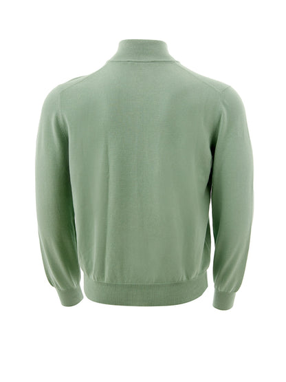 Baumwollpullover mit Reißverschluss in Grün