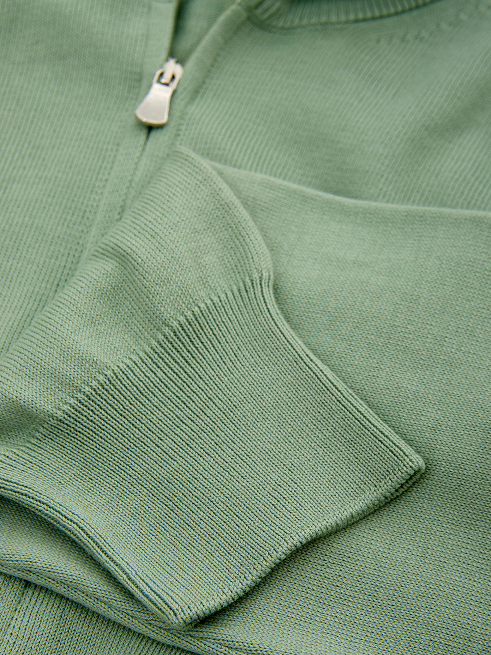 Baumwollpullover mit Reißverschluss in Grün