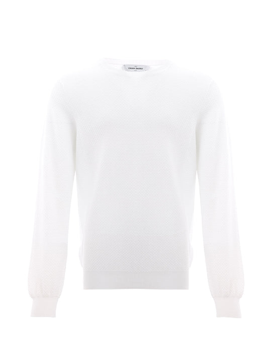 Weißer Baumwollpullover Strickwaren