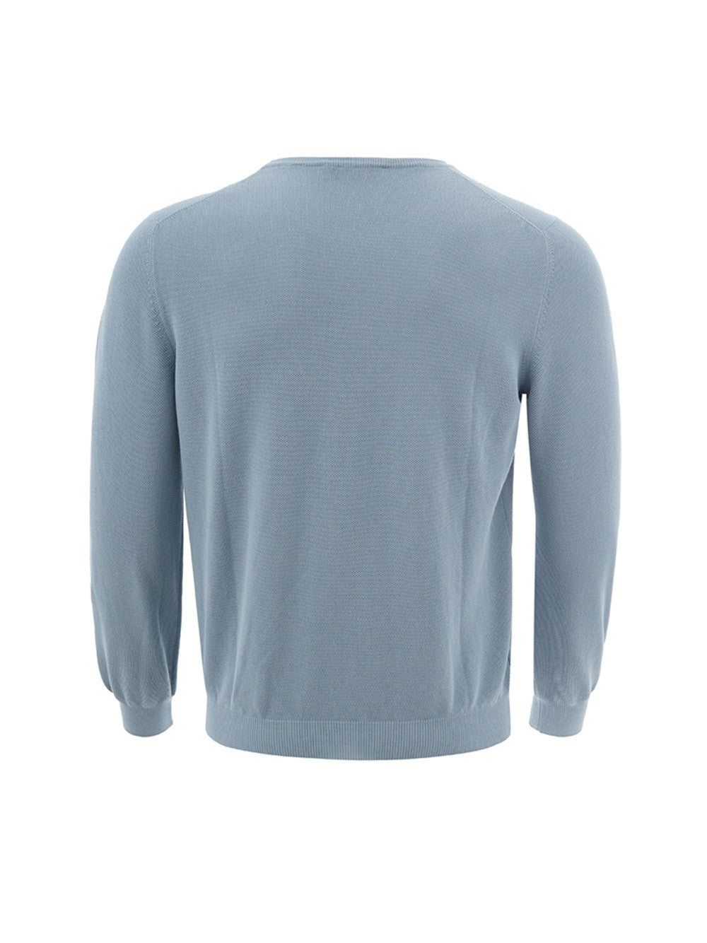 Hellblauer Baumwollpullover Strick-Effekt