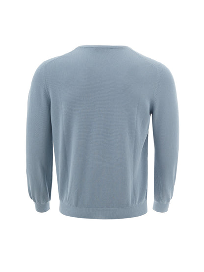 Hellblauer Baumwollpullover Strick-Effekt