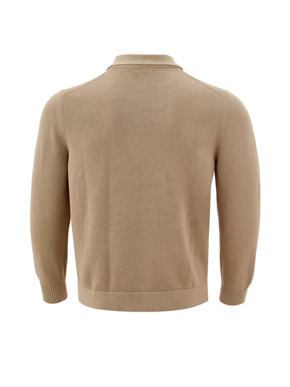 Beigefarbener Pullover mit Reißverschluss