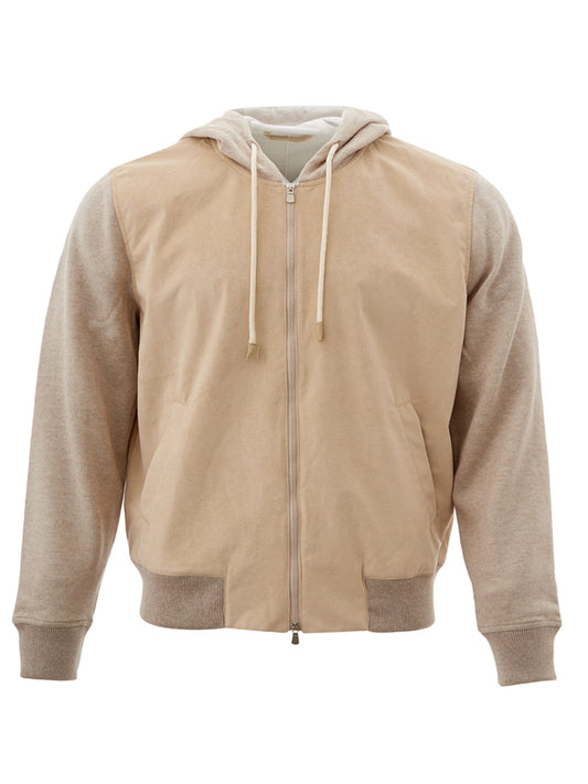 Alcantara-Pullover mit Kapuze und Reißverschluss