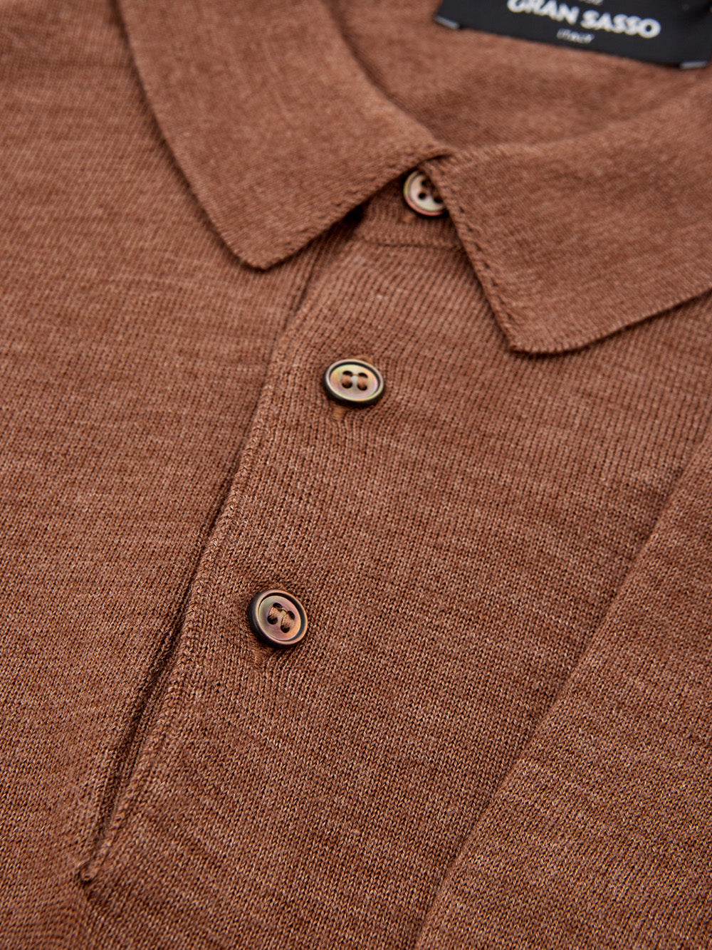Braunes Langarm-Poloshirt aus Wollmischung