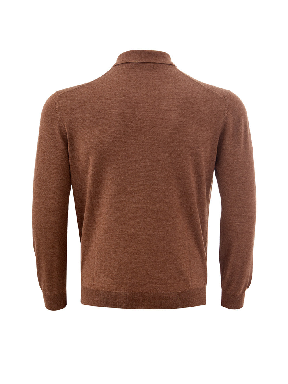 Braunes Langarm-Poloshirt aus Wollmischung