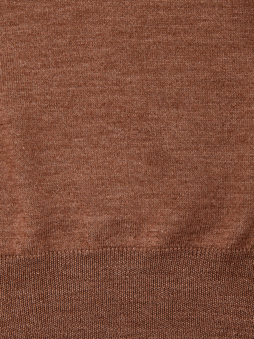 Braunes Langarm-Poloshirt aus Wollmischung