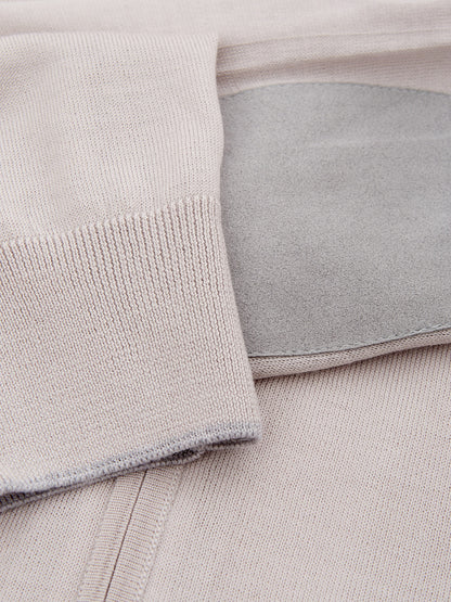 Grauer Wollpullover mit durchgehendem Reißverschluss