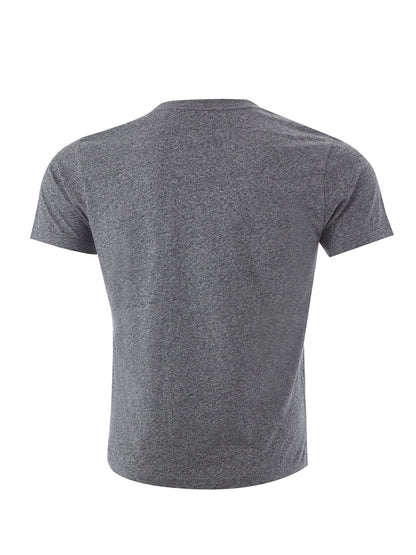 T-Shirt aus grau melierter Baumwolle mit kontrastierendem Tiger-Print