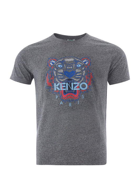 Rey Baumwoll-T-Shirt mit Tiger-Print und blauem Logo