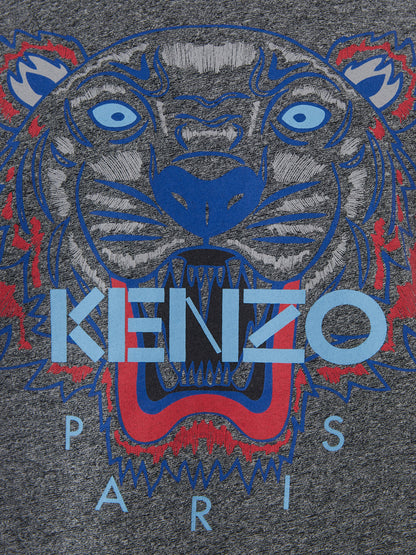 Rey Baumwoll-T-Shirt mit Tiger-Print und blauem Logo