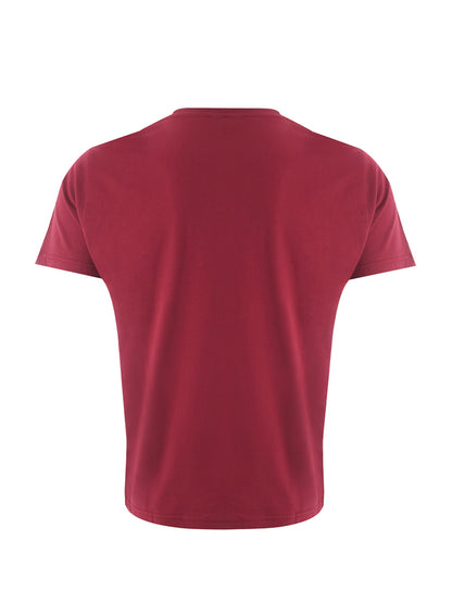 Bordeauxfarbenes T-Shirt aus Baumwolle mit Tiger-Print und schwarzem Logo