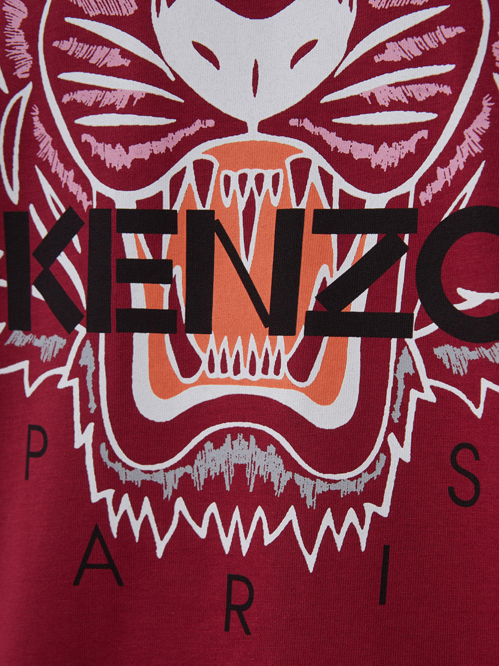 Bordeauxfarbenes T-Shirt aus Baumwolle mit Tiger-Print und schwarzem Logo