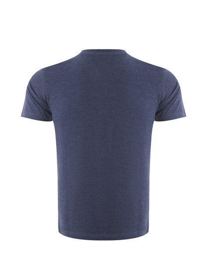 Blaues T-Shirt aus Baumwolle mit Tiger-Print und Logo auf der Vorderseite in Orange