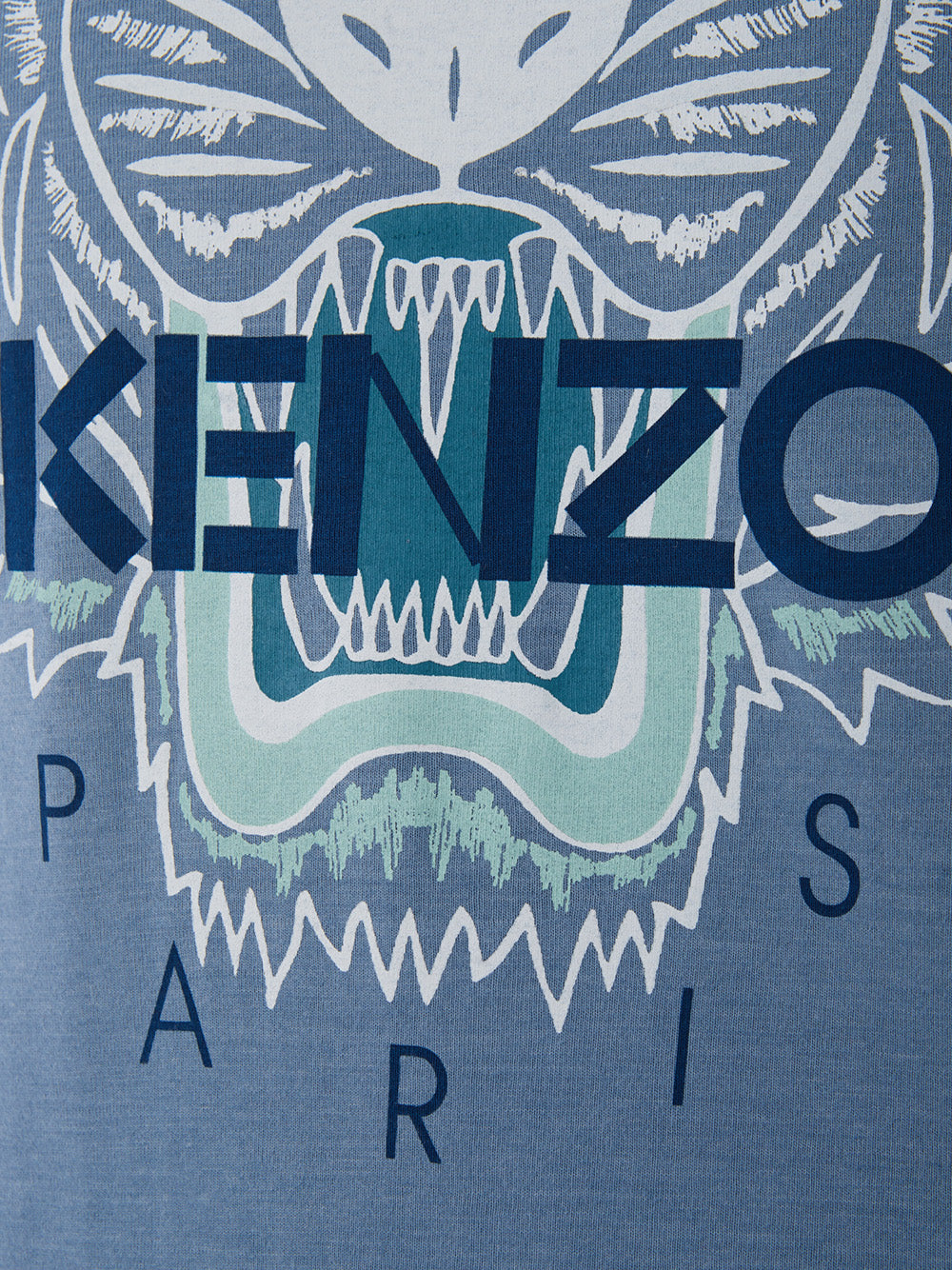 Blaues T-Shirt aus Baumwolle mit Tiger-Print und Logo auf der Vorderseite