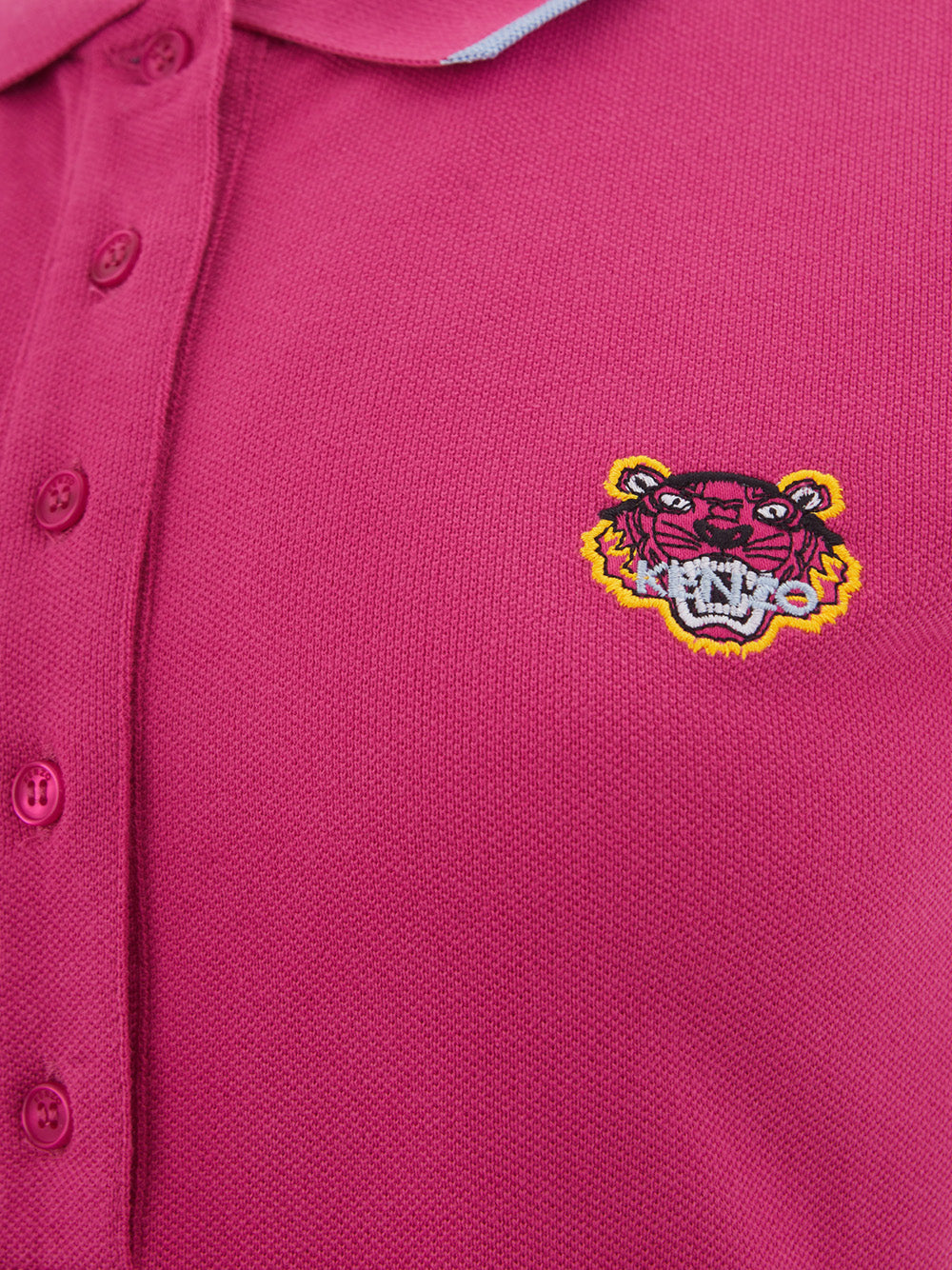 Baumwoll-Piquet-Polo in Rosa mit Tiger-Stickerei