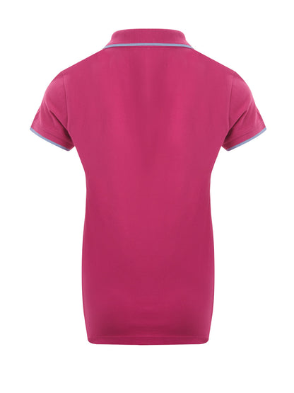 Baumwoll-Piquet-Polo in Rosa mit Tiger-Stickerei